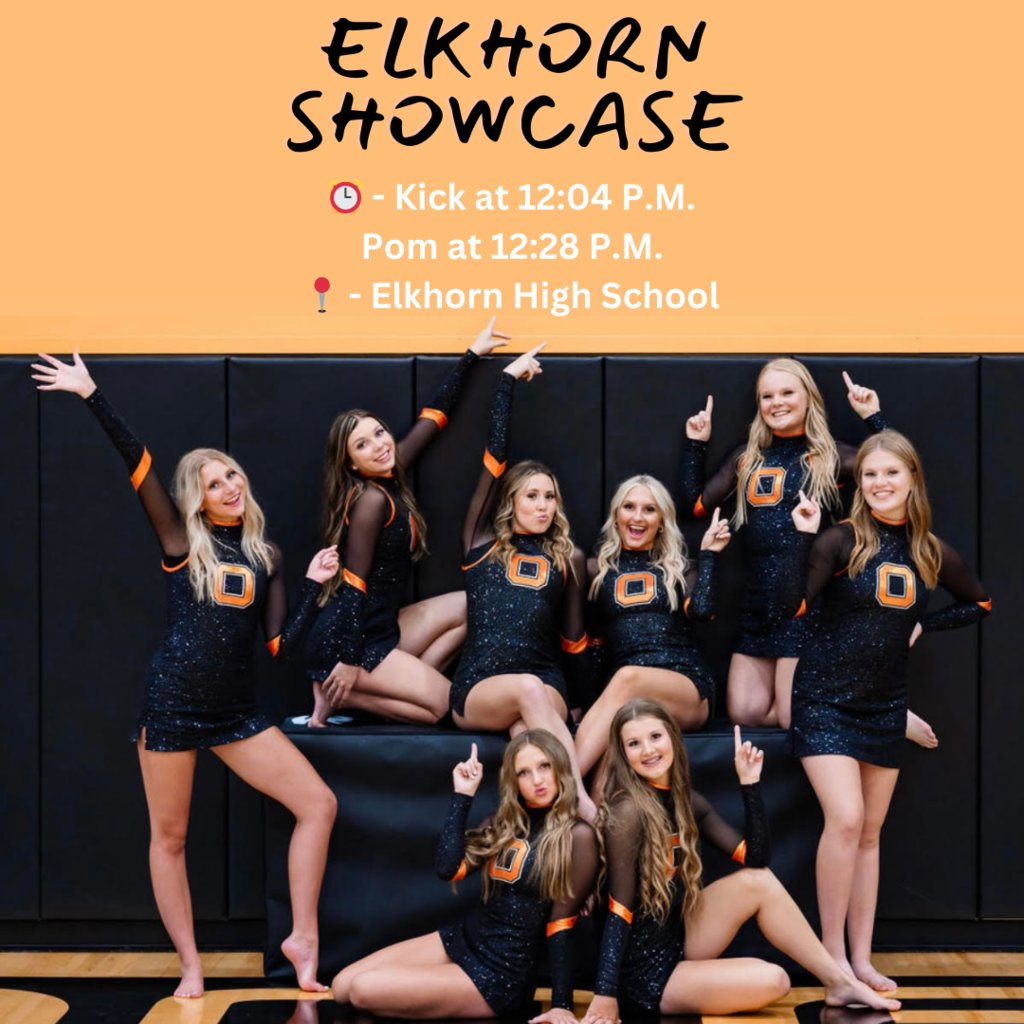 🧡 The Osceola Cheer and Dance Team will be traveling to Elkhorn High today to perform their kick and pom dances! Come support!! #ohsbulldogs
⏰ 12:04 and 12:28 p.m.
📍Elkhorn High School