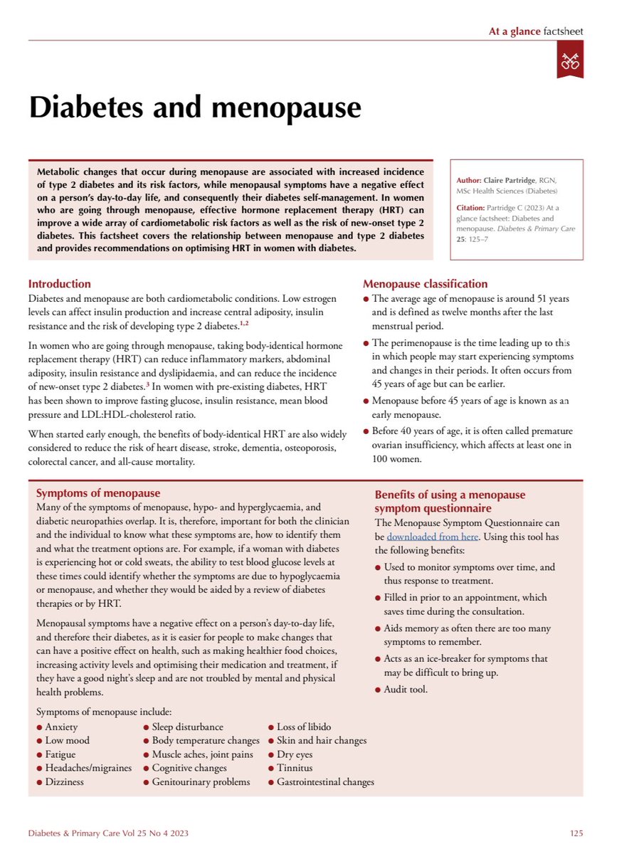 Menopausal women have an increased risk of developing type 2 diabetes and this risk can be reduced by taking body identical HRT - this article explains more - diabetesonthenet.com/wp-content/upl…