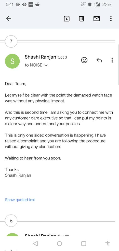 ShashiR1993's tweet photo. Thoughtful about the way @gonoise is handling the complaint and issues. Delivered a product which might have manufacturing defect...then in replacement just sent me downgraded product which is not again functional. https://t.co/LqS1mt2PRe