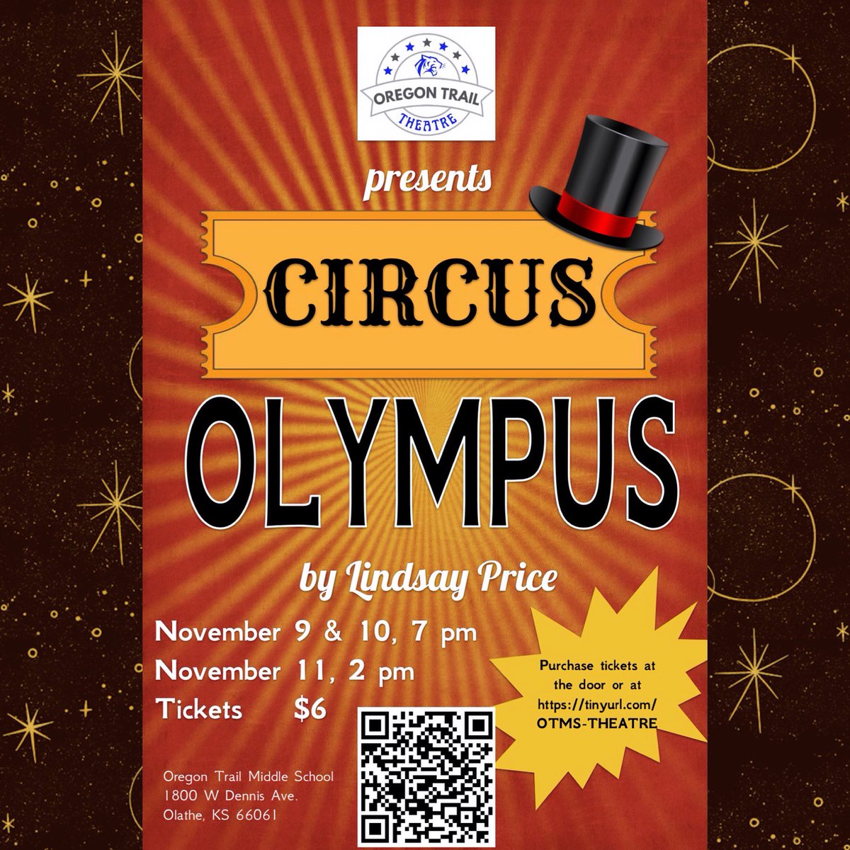 Come to the circus! 🎪🎡🤡🤹‍♀️! Circus Olympus! Our fall play opens Nov. 9 and runs through Nov. 11! See you there! #circusolympus #otmstheatre #zeuscaboose⚡️ <a href="/OTMSTigerPride/">Oregon Trail Middle School</a>