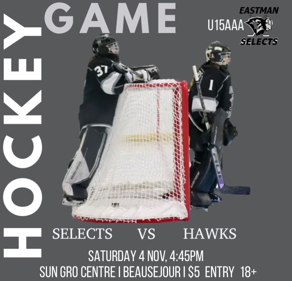 EMFemaleU15AAA's tweet photo. 🚨GAME DAY🚨Selects play a home game in BEAUSEJOUR today. (Don’t go to Niverville or you’ll miss the game!) They will have some some special guests cheering them on as they face the Pembina Valley Hawks! 🙌🏒 Thank you to our sponsors! #goselectsgo

@PVFemaleHawks 
@MFHL_u15AAA https://t.co/iDKmLNNupM
