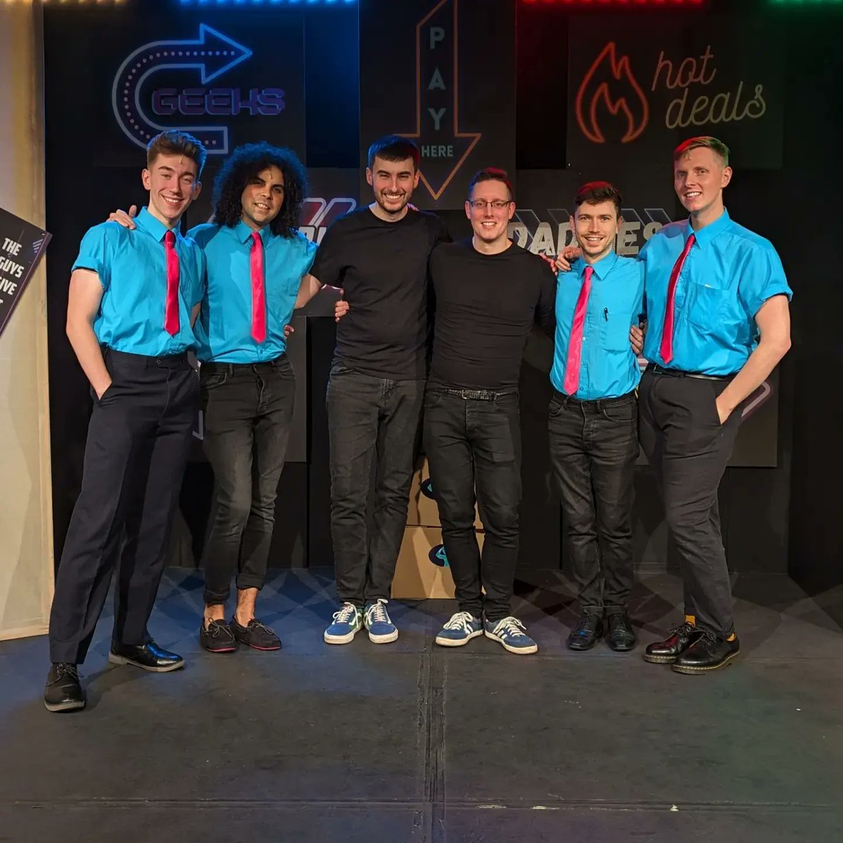 toughnuttheatre's tweet photo. GuyMart opened on Thursday ♥️

Super proud of our cast ♥️

Come and see them in a fun show full of fun, sex and romance! 

@WaterlooEast 

https://t.co/cMgz0gZNyD 

#gaytheatre #gaylondon #nowopen #booknow #gaynightout #lgbtq #londonmusical #newmusical https://t.co/pT7cJ3Kw9v