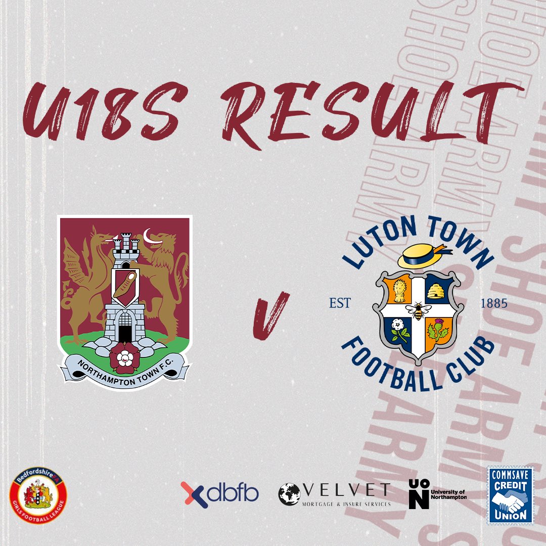 ⚽️ The Under 18s won 3️⃣ - 2️⃣ at home to Luton Town in the Bedfordshire FA Girls Football League U18 Division 1 today. Ellie Barker, Ruby Oxley and Eva Ladyman scored the Cobblers’ goals. #ShoeArmy 👞