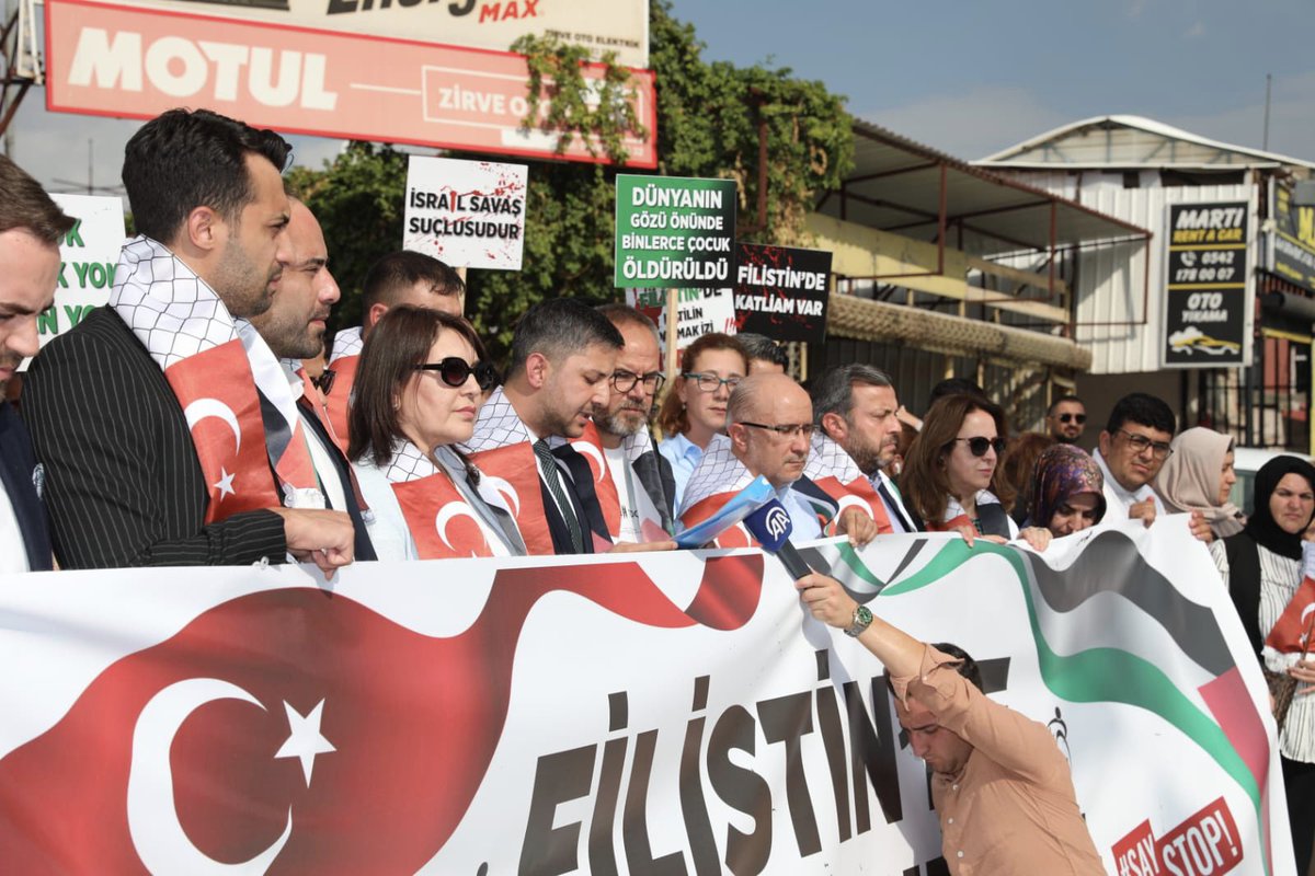 mustafayildiiz's tweet photo. Filistin’de İsrail’in vahşetten farksız katliamına karşı çıkmak ve mazlum Filistinlilerin feryatlarına kulak vermek için AK Parti Adana İl Gençlik Kolları olarak genç kardeşlerimizle birlikte yürüyüşümüzü gerçekleştirdik. 

Cumhurbaşkanımız Sayın @RTErdogan’dan gördüğümüz üzere, zalimin karşısında, mazlumların yanında olmaya devam edeceğiz! 

#SayStop
#GazzedekiSoykırımaDurDe