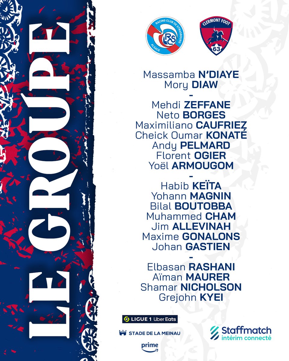 ClermontFoot's tweet image. 👥 𝐋𝐞 𝐠𝐫𝐨𝐮𝐩𝐞 🌋

Voici les 20 Clermontois qui se déplacent à Strasbourg ce week-end ⚔

🔜 #RCSACF63