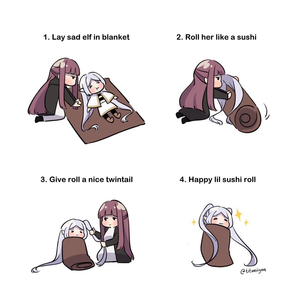 titaniiyan's tweet photo. how to care for a sad elf

#葬送のフリーレン #フリーレン #frieren #fern https://t.co/R60UEimE0z