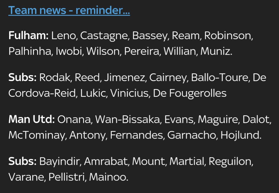 Two 3-0 spankings on the bounce, and in desperate need of a win, Erik Ten Hag is starting with just 10 players today according to <a href="/SkySportsPL/">Sky Sports Premier League</a>