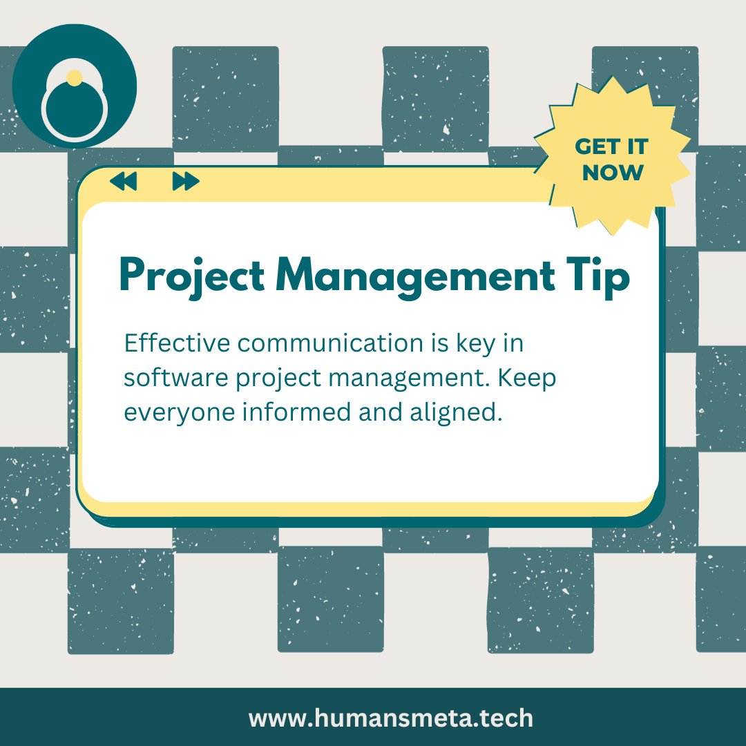 HumansMetaTech's tweet image. Tip of the day!
#SoftwareDevelopment #projectmanagement #SoftwareEngineering #Twitter #SaturdayThoughts