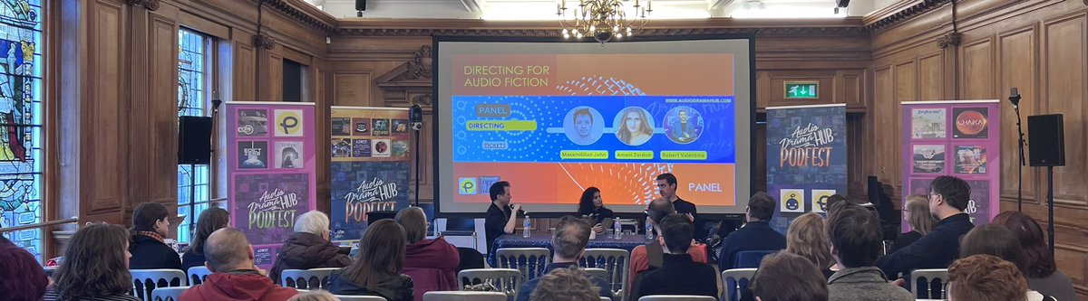 Hugely inspiring start 2 #ADHPodfest with a super warm friendly talented crowd! Super kickoff from <a href="/WirelessTheatre/">Wireless Theatre Ltd</a> founder Mariele Runacre-Temple,now onto an insightful panel <a href="/HumanDefinitely/">DefinitelyHuman</a>  Max John, <a href="/TheRustyQuill/">Rusty Quill</a> <a href="/AmaniZardoe/">Amani Zardoe</a> and <a href="/bigfinish/">Big Finish Insider</a> <a href="/WirelessTheatre/">Wireless Theatre Ltd</a> <a href="/MrRobValentine/">Robert Valentine</a>