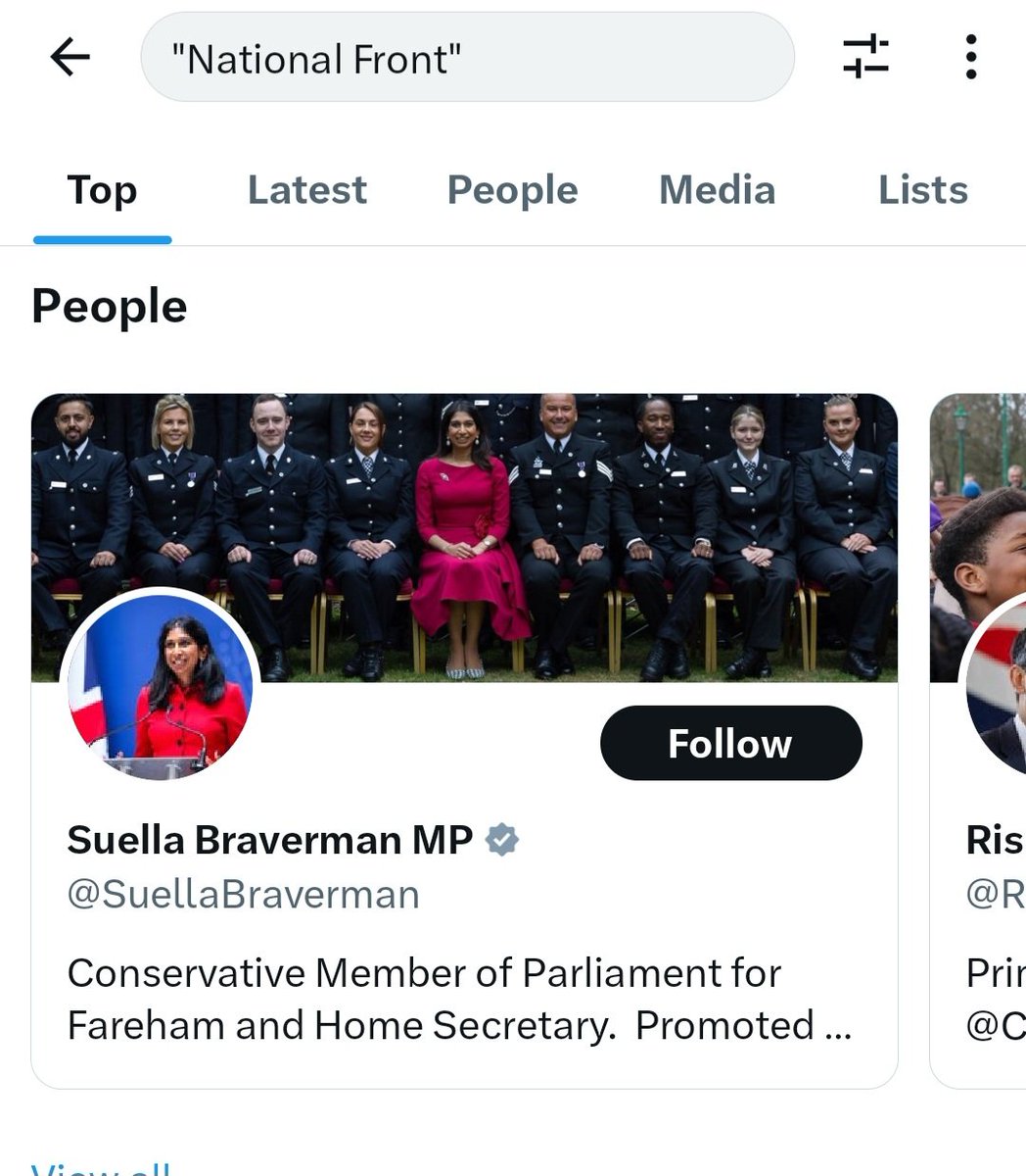 #NationalFront is trending, clicked... #SuellaBraverman appears.  How surprising.