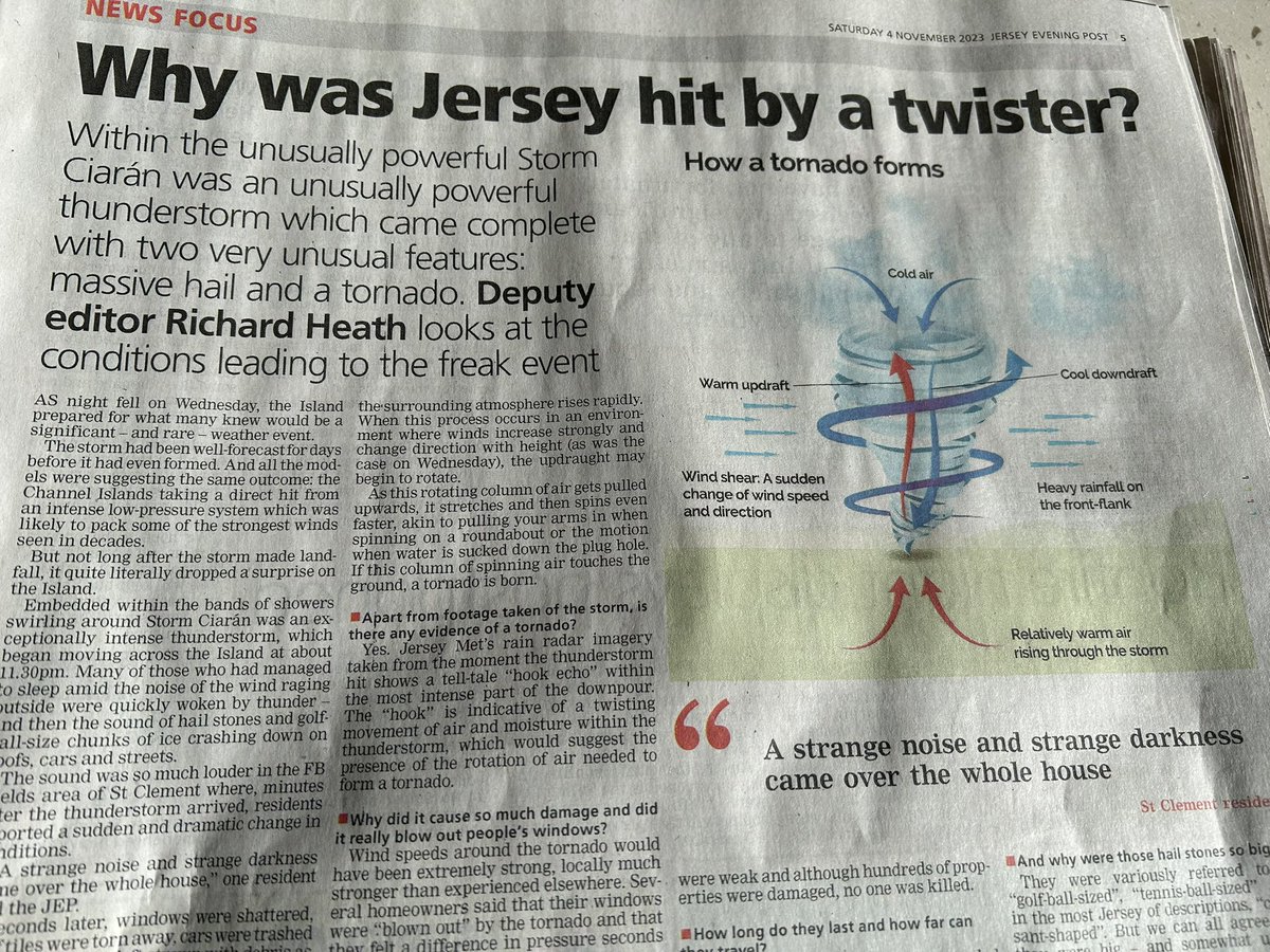 GiuliaHeath's tweet photo. Exceptional coverage of Storm Ciarán and the devastating aftermath from @JEPnews. Today’s edition includes an explainer of the St Clement twister. https://t.co/OAPMKemFzg