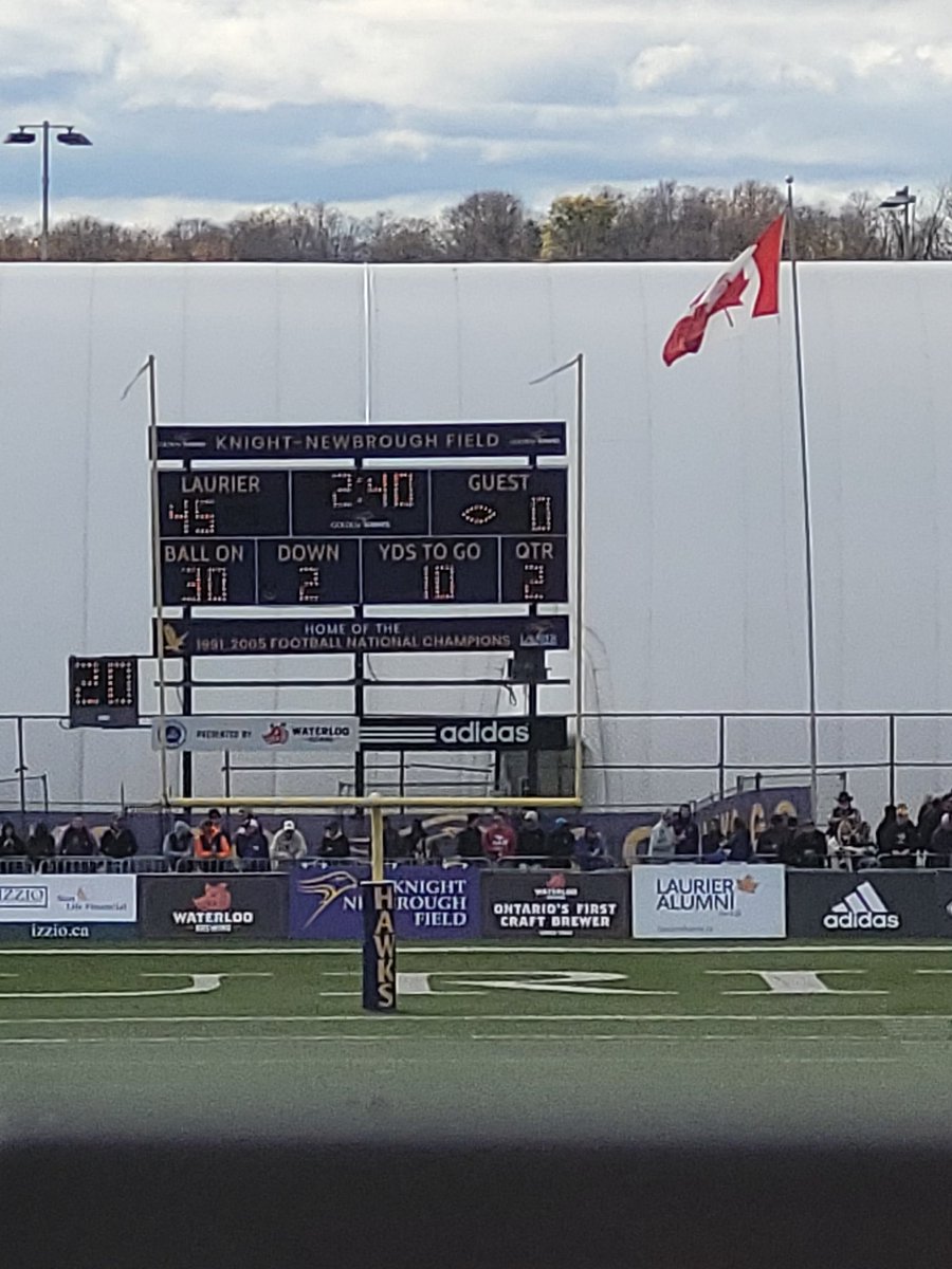 Half time in the quarter finals vs. Waterloo....ended up winning 69-0