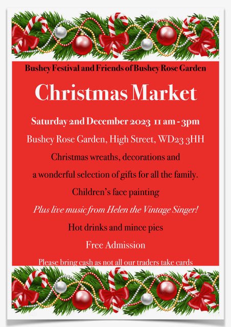 Just four weeks until our first Christmas Market at Bushey Rose Garden!