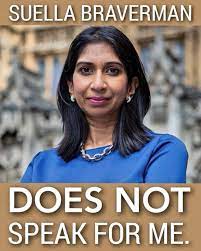 Home Secretary Suella Braverman dosn't speak for me and she has to GO. Like If she doesn't speak for you RT If its time she got fired #BravermanOUT