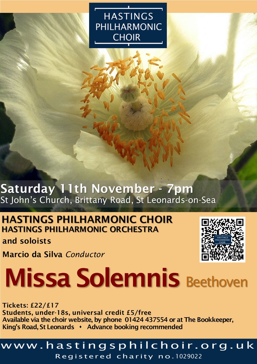 HPhil_Choir's tweet image. Just a week to go until our performance of Beethoven's awesome - and awe-inspiring - Missa Solemnis!  With a star-studded line-up of soloists Helen May, Marta Fontanal-Simmons, Leonel Pinheiro and Edwin Kaye.  Don't miss it!
🎟️hastingsphilchoir.org.uk/autumnconcert2…
or see details in pic below