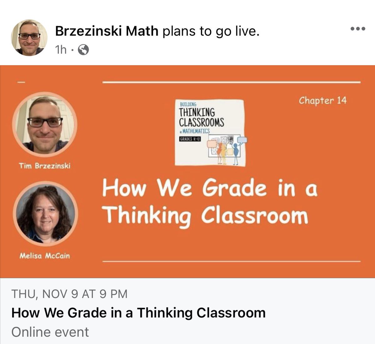 Cordial invite to join @mccainm and me live this coming Thursday night NOV 9 from 9P - 10P Eastern! Open to all teachers. No pre-registration required. 👇 Live URL: youtube.com/live/Fgturm1No… @pgliljedahl @thinkingclssrms #MTBoS #ITeachMath