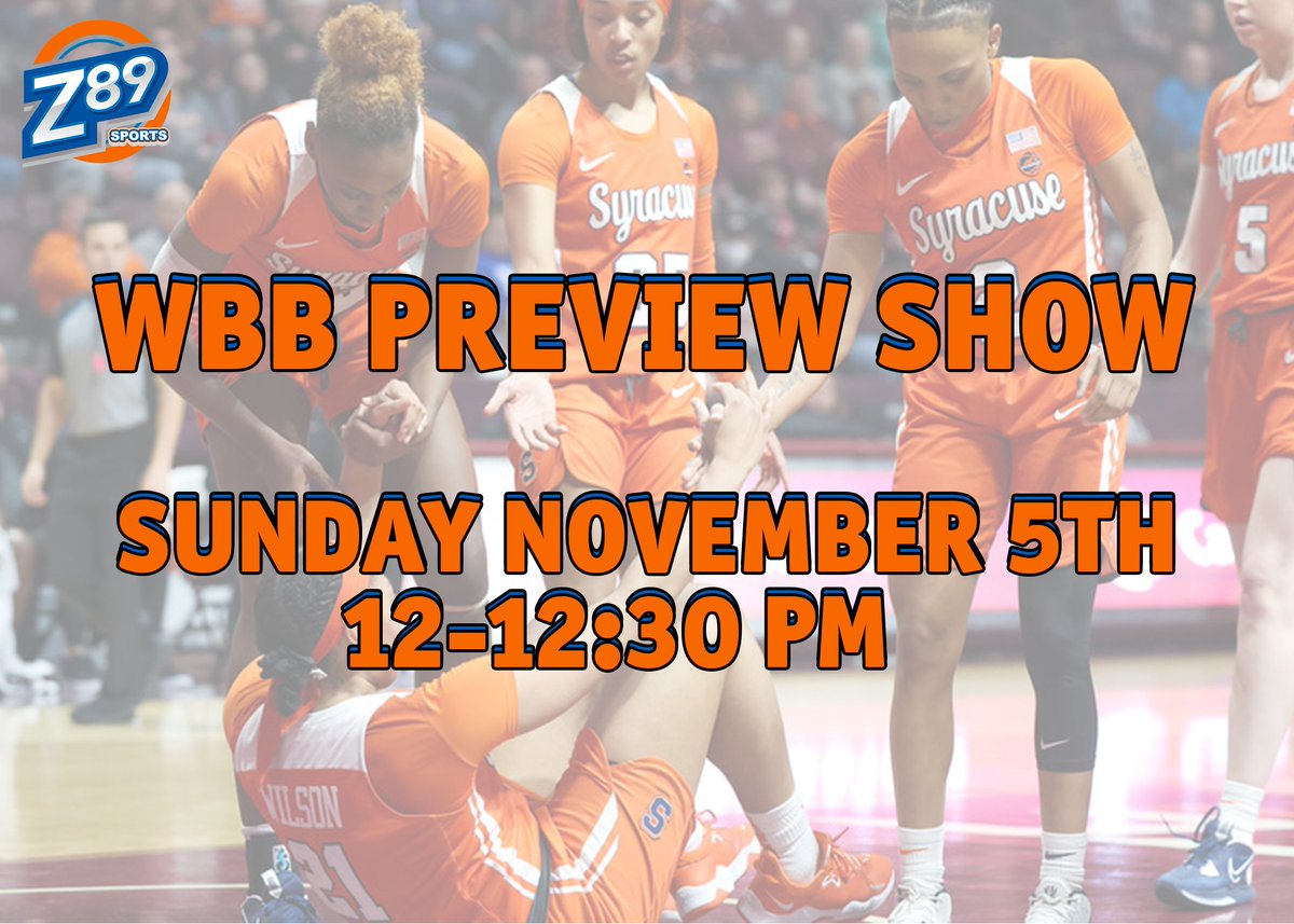 Z89 Sports (@z89sports) on Twitter photo Tune in tomorrow for the <a href="/CuseWBB/">Syracuse Women's Basketball</a> preview show before the 2023-24 season starts up on Tuesday! We'll breakdown the roster, key newcomers and returners, and the expectations for year two under FLJ.
Listen at z89online.com or 89.1 FM. Tune in tomorrow for the <a href="/CuseWBB/">Syracuse Women's Basketball</a> preview show before the 2023-24 season starts up on Tuesday! We'll breakdown the roster, key newcomers and returners, and the expectations for year two under FLJ.
Listen at z89online.com or 89.1 FM.