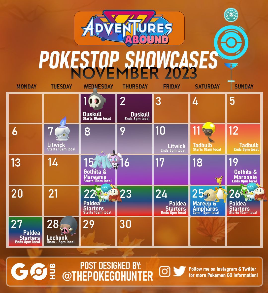 Pokémon GO infographic details all the events for Nov. 2023