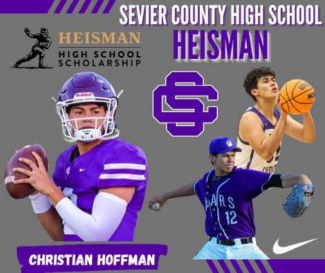 SmokyBearFball's tweet image. Congratulations to Christian Hoffman @cjhoff12! He has been selected as a representative of the High School Heisman for Sevier County High School #JDIR