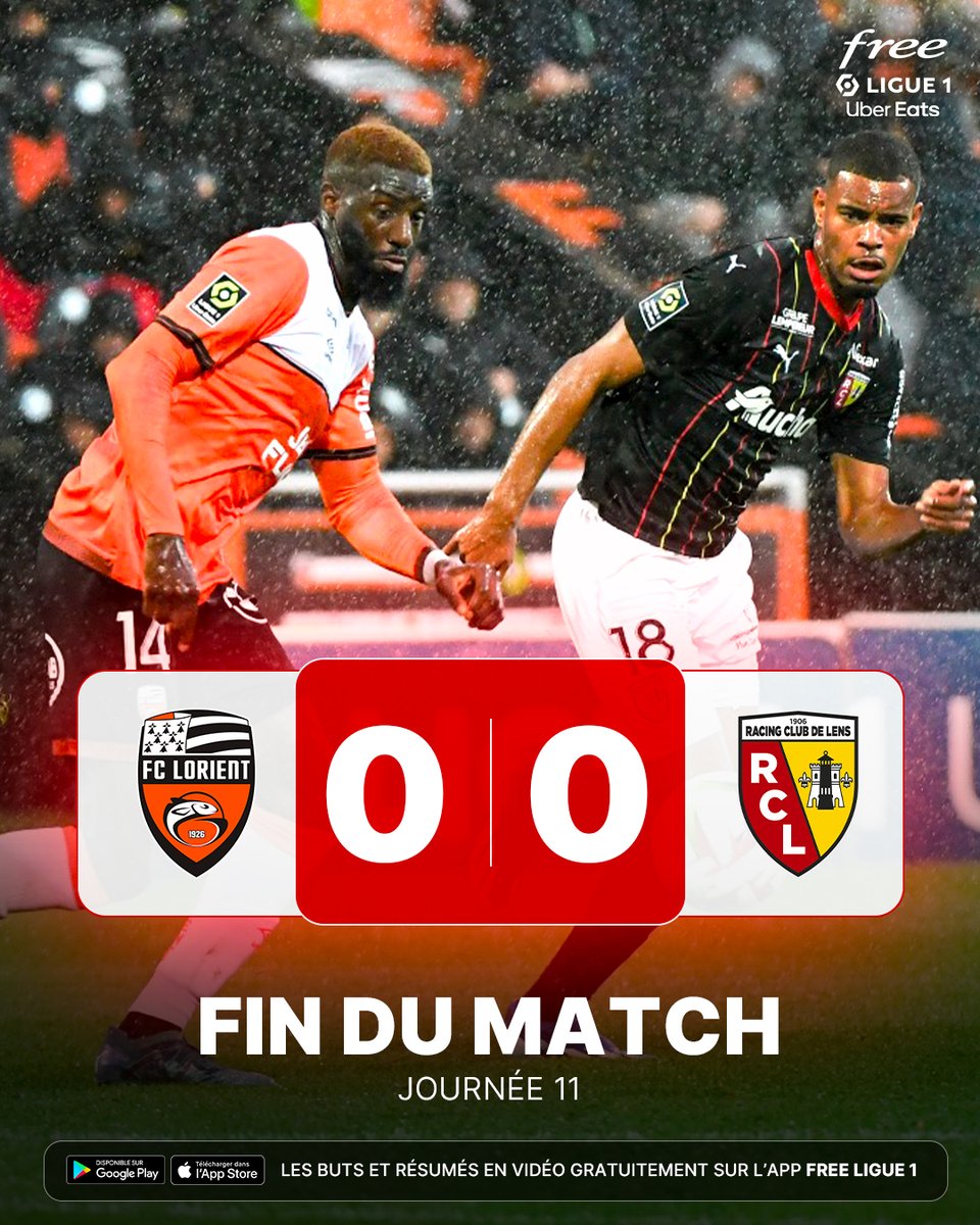FreeFoot's tweet image. 🔚 FIN DU MATCH ! Sous une pluie battante, le @FCLorient et @RCLens se neutralisent au Moustoir. 0-0.

#FCLRCL