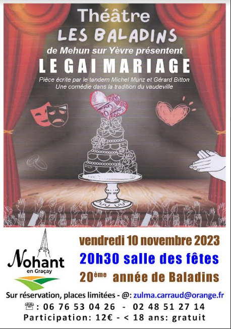associationCAB's tweet photo. Cercle Amical du Berry: Les Baladins jouent « LE GAI MARIAGE » NOHANT-en-G... https://t.co/cqFTyX3PME https://t.co/rXMQsNHfGT