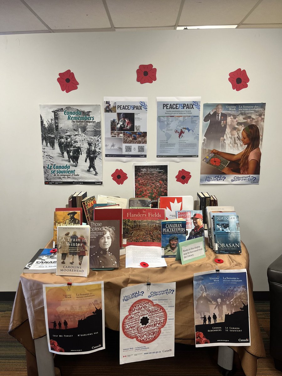 UPEILibrary's tweet image. Come check out our display for Remembrance day at the Robertson Library! #UPEI #RobertsonLibrary
