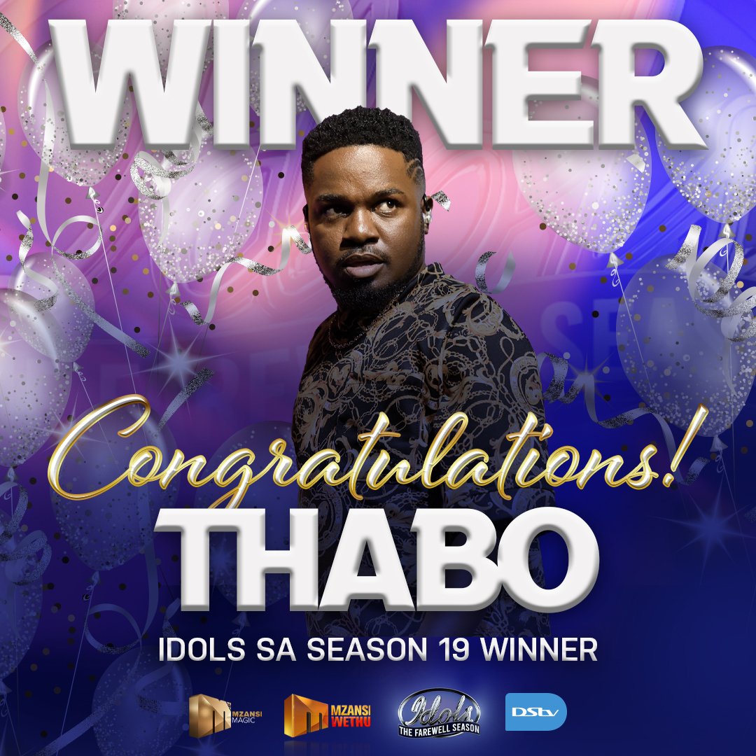 Congratulations to Thabo on winning #idolssa season 19 🥳🥳