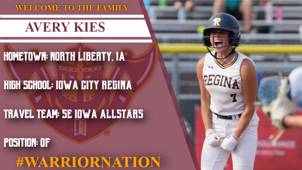 WarriorSoftball's tweet photo. Welcome to the Warrior Family 💪🏼🏆@KiesAvery #CultureWins https://t.co/FRc1sd25HT