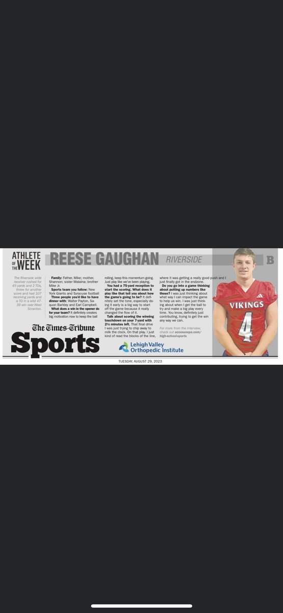 Week 1 Athlete of the Week