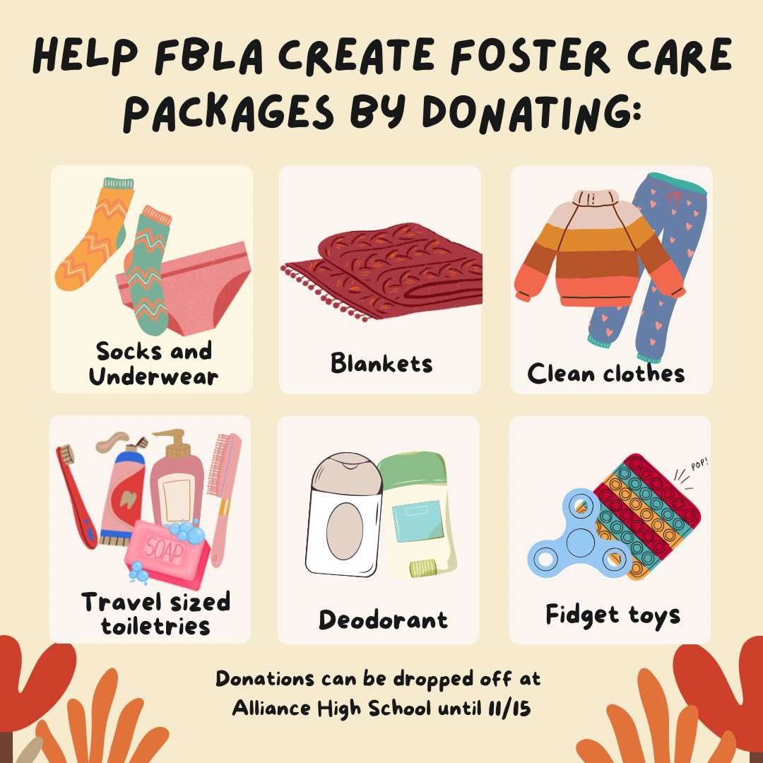 Got some clothes you don’t wear anymore? Old toys you used to play with? No problem! FBLA is taking these kinds of donations for the foster program. All help is appreciated!