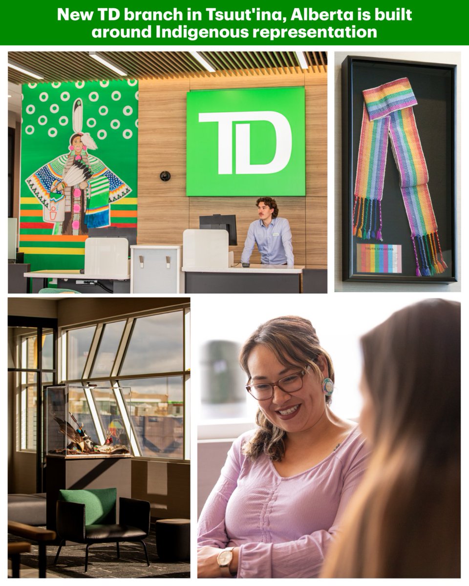 The new TD branch in Tsuut'ina, just southwest of Calgary, was developed in the spirit of reconciliation. It's the Bank's first branch on First Nation land in Alberta and is entirely staffed by colleagues from Indigenous communities. go.td.com/3FOpkTP