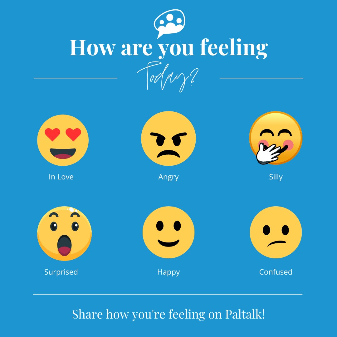 paltalk's tweet image. Happy Saturday!! How are you feeling going into the last days of summer? Which emoji describes you right now? #emoji #paltalk #howdoyoufeel?