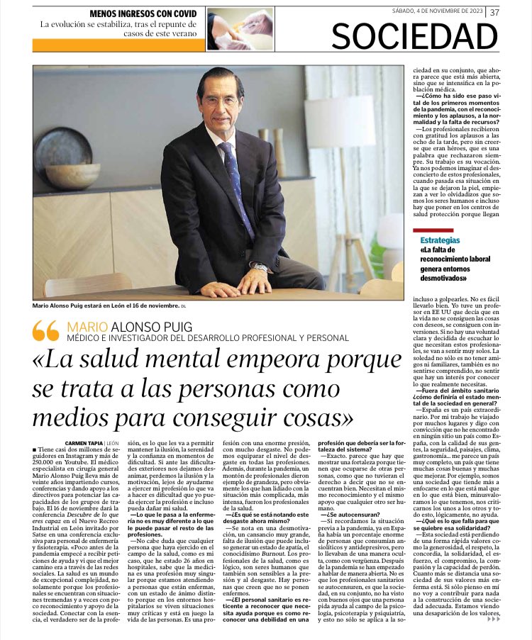 javigalvarez's tweet photo. “La falta de reconocimiento genera entornos desmotivados” @MarioAlonsoPuig en @diariodeleon https://t.co/W7SMIEqDkN https://t.co/pNMbTSENPX