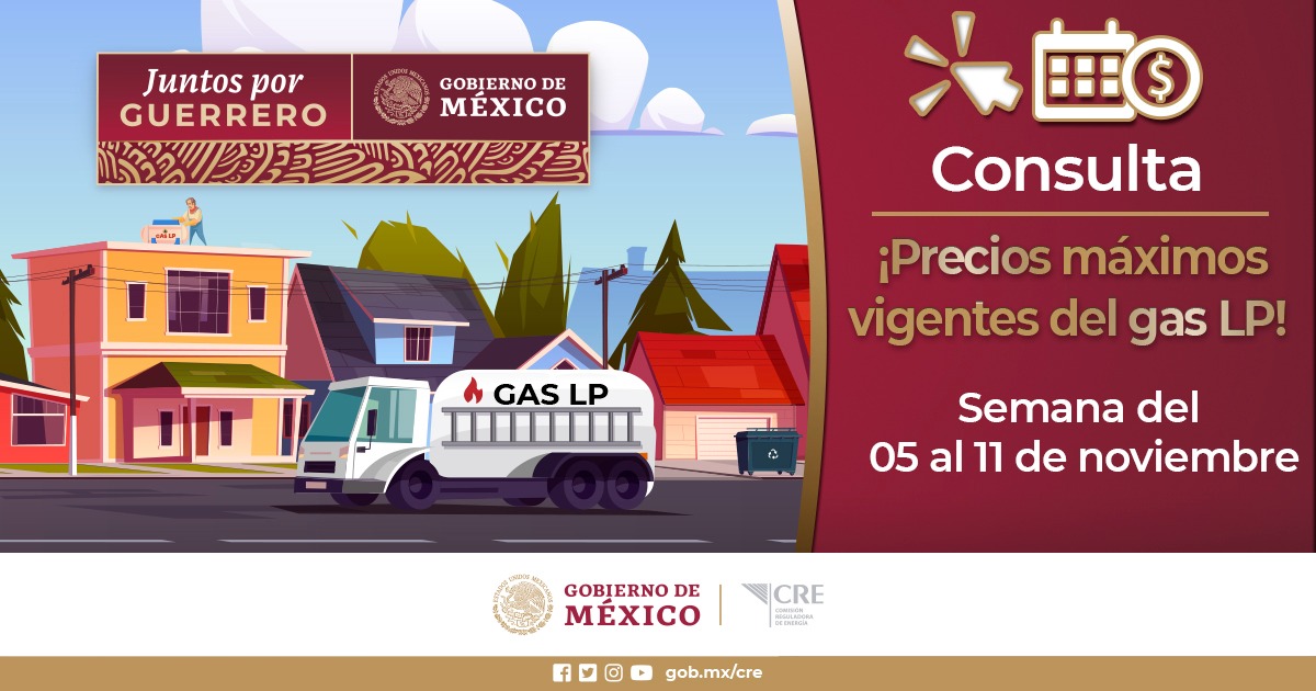 CRE_Mexico's tweet photo. #CREinforma | Encuentra la lista actualizada de precios máximos vigentes de Gas LP en el siguiente enlace: https://t.co/QGiqXyw6S0
Vigencia del 05 al 11 de noviembre de 2023.
De conformidad al Acuerdo A/023/2022
#CREMéxico #preciosmáximosgaslp https://t.co/F3cScJEsAz