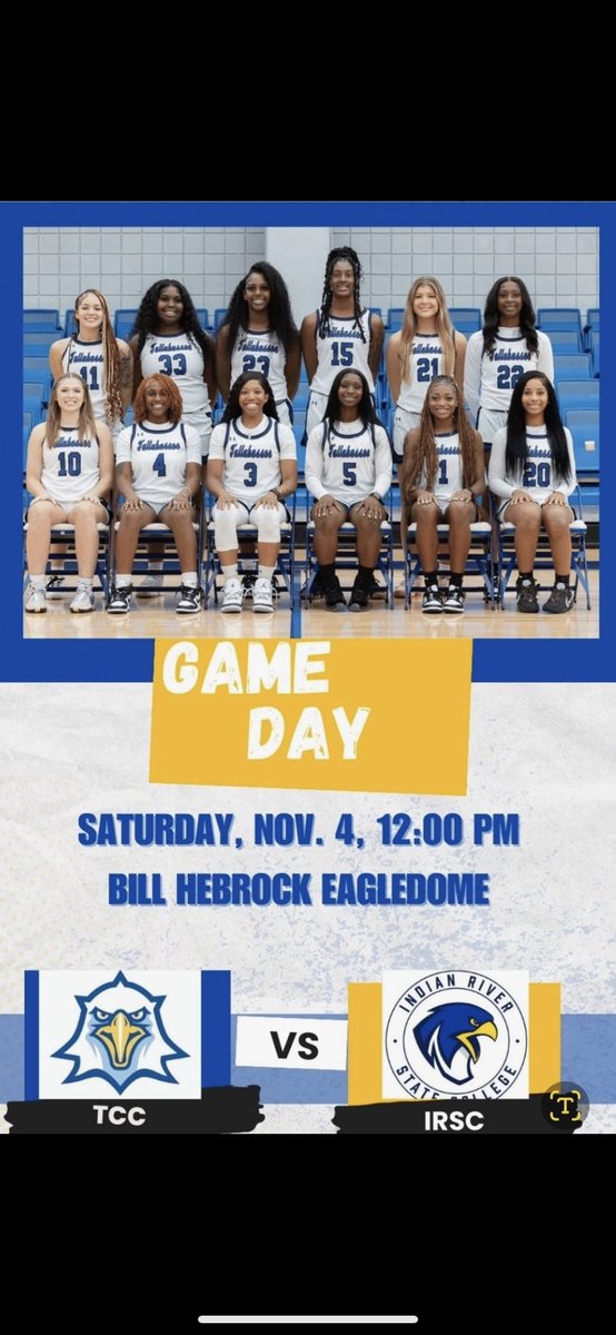 First Game day in the EagleDome! Come pack the gym at 12:00pm🦅
#TCCEagles🦅