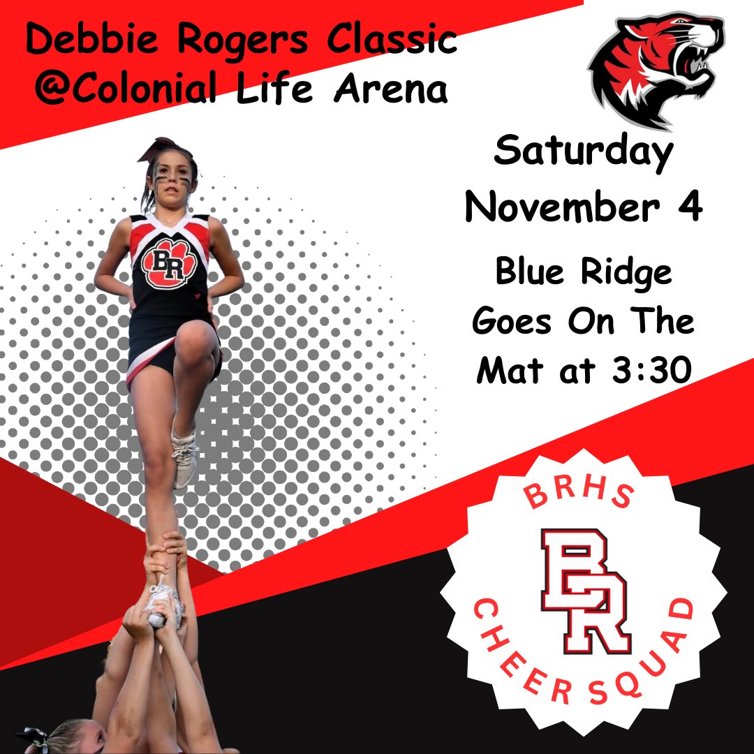 brhstigers's tweet photo. Good luck @brhs_cheerleading ! Rock the mat today, Go Tigers! @AshleyCWardlaw https://t.co/MSk11OFsMm