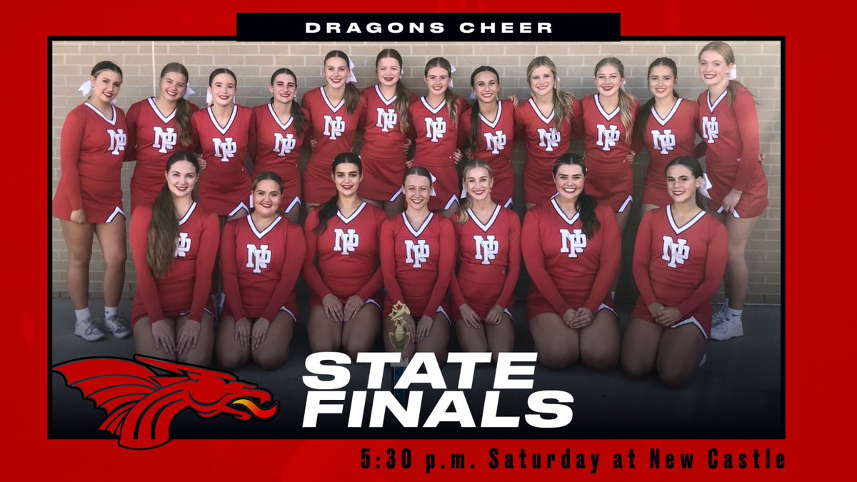 Good luck to our cheerleaders, who compete in today's State Finals at New Castle. Our team will compete at 5:18 p.m.
