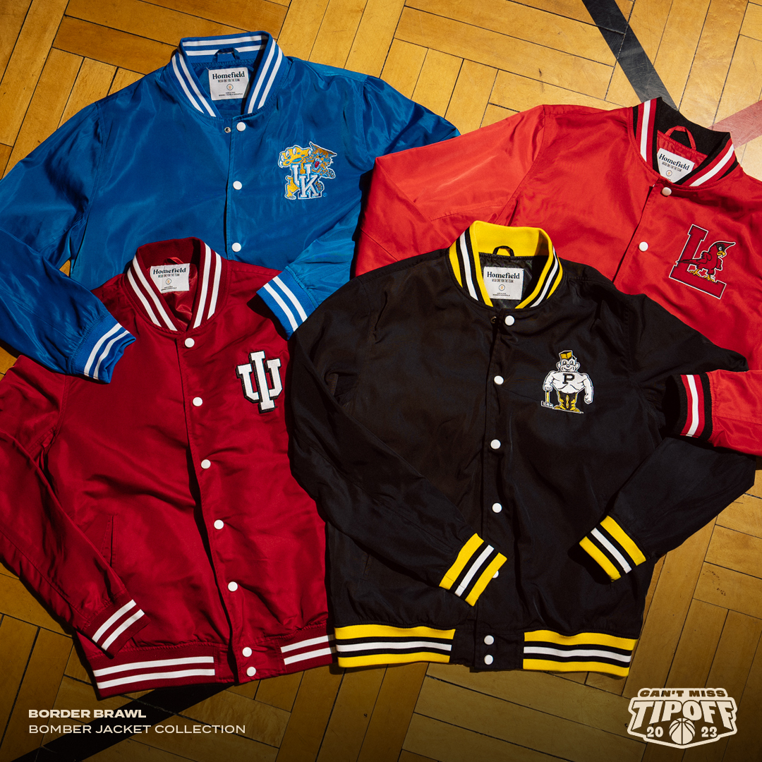 Homefield on X: The Border Brawl Bomber Jacket Collection is here! Shop  IU, Purdue, Kentucky, and Louisville now.    / X