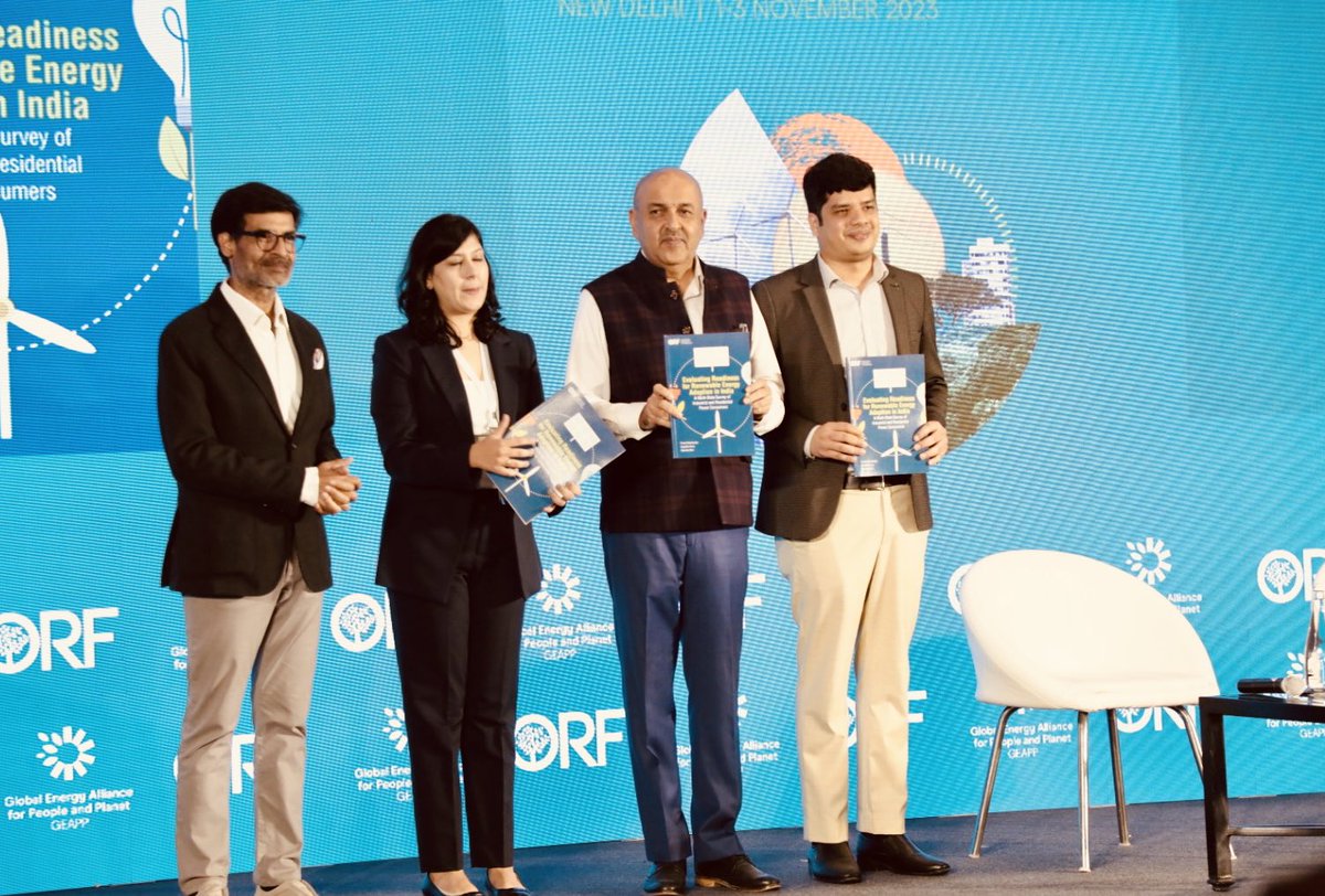 With Sh Tarun Kapoor, Advisor to Prime Minister and my colleagues <a href="/Gopalika95/">Gopalika</a> and <a href="/Promit_M/">Promit Mookherjee</a> - on the occasion of the release of their excellent survey based study on India’s preparedness for energy transitions (renewables) for <a href="/orfonline/">ORF</a> @orfenergy at #TETDDelhi23