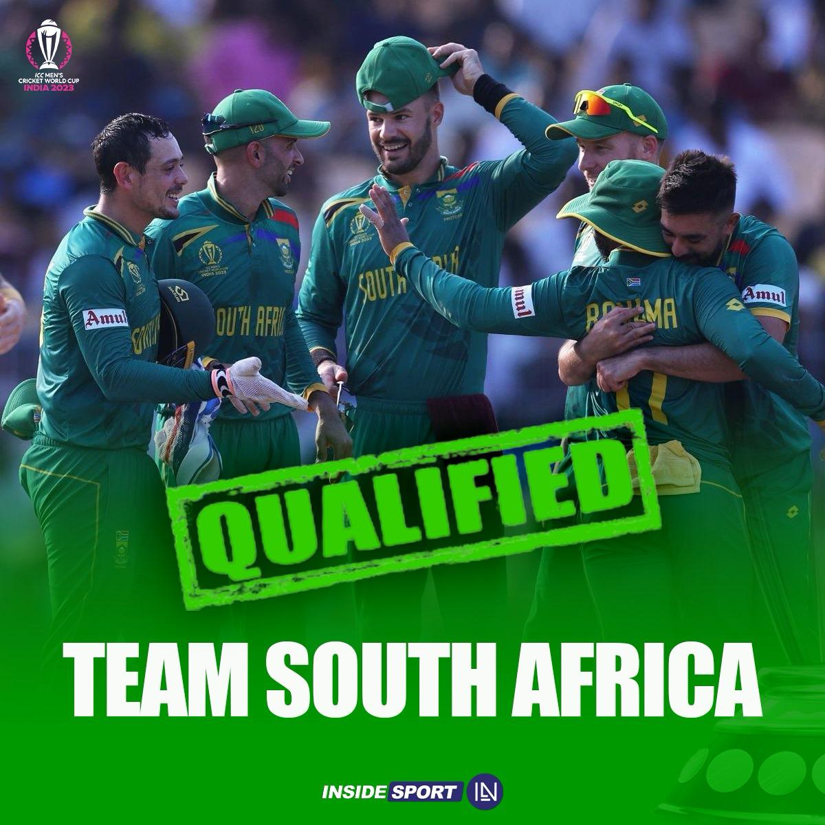 South Africa becomes the 2nd team to qualify for the Semis of CWC 23 🇿🇦👏🏻

#SouthAfricaCricket #CWC23 #Insidesport #CricketTwitter