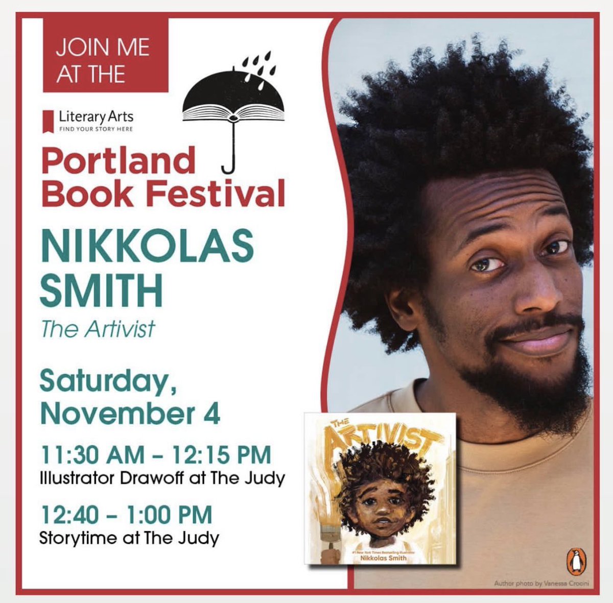 PORTLAND! so excited to share The Artivist with yall today at #PDXBookFest 🎨📚🚀 @literaryarts It was a joy speaking with so many Portland students on Friday about finding new ways to #LoveToday!