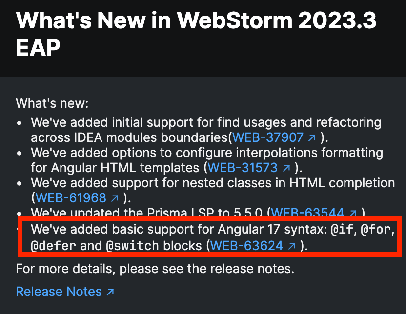 yjaaidi's tweet photo. 🎉 #Angular control flow support just landed on #webstorm !!! https://t.co/0LxG317aUC