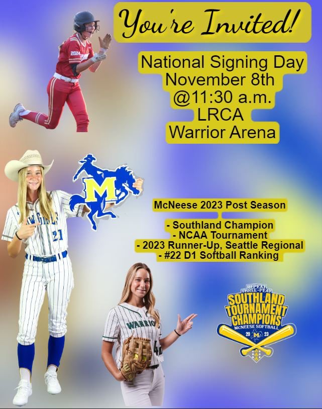 I’m excited to sign <a href="/McNeeseSoftball/">McNeese Softball</a> Wednesday Nov 8 - Hope to see you there!! <a href="/LRCAAthletics/">LRCAAthletics</a> <a href="/lrcawarriors/">Little Rock Christian Academy</a> <a href="/coach_murphree/">Coach_Chris_Murphree</a> <a href="/k_sutherlandAR/">Kyle Sutherland</a> <a href="/EpicNational18/">Epic National 18U Smith</a> <a href="/Epic__SB/">Scotty Smith</a> <a href="/EPIC18_Lacina/">EPIC18_Lacina</a> <a href="/jlandreneau/">James Landreneau</a> <a href="/ShelbiSunseri/">✞ Shelbi  ✞</a> <a href="/sully7777/">Steve Sullivan</a>