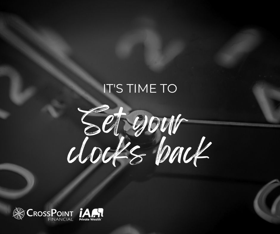 CrossPointFinan's tweet image. What are you doing with the extra hour this weekend? #clocksback #fallback #changeyourclock #timechange #endofdaylightsavingstime