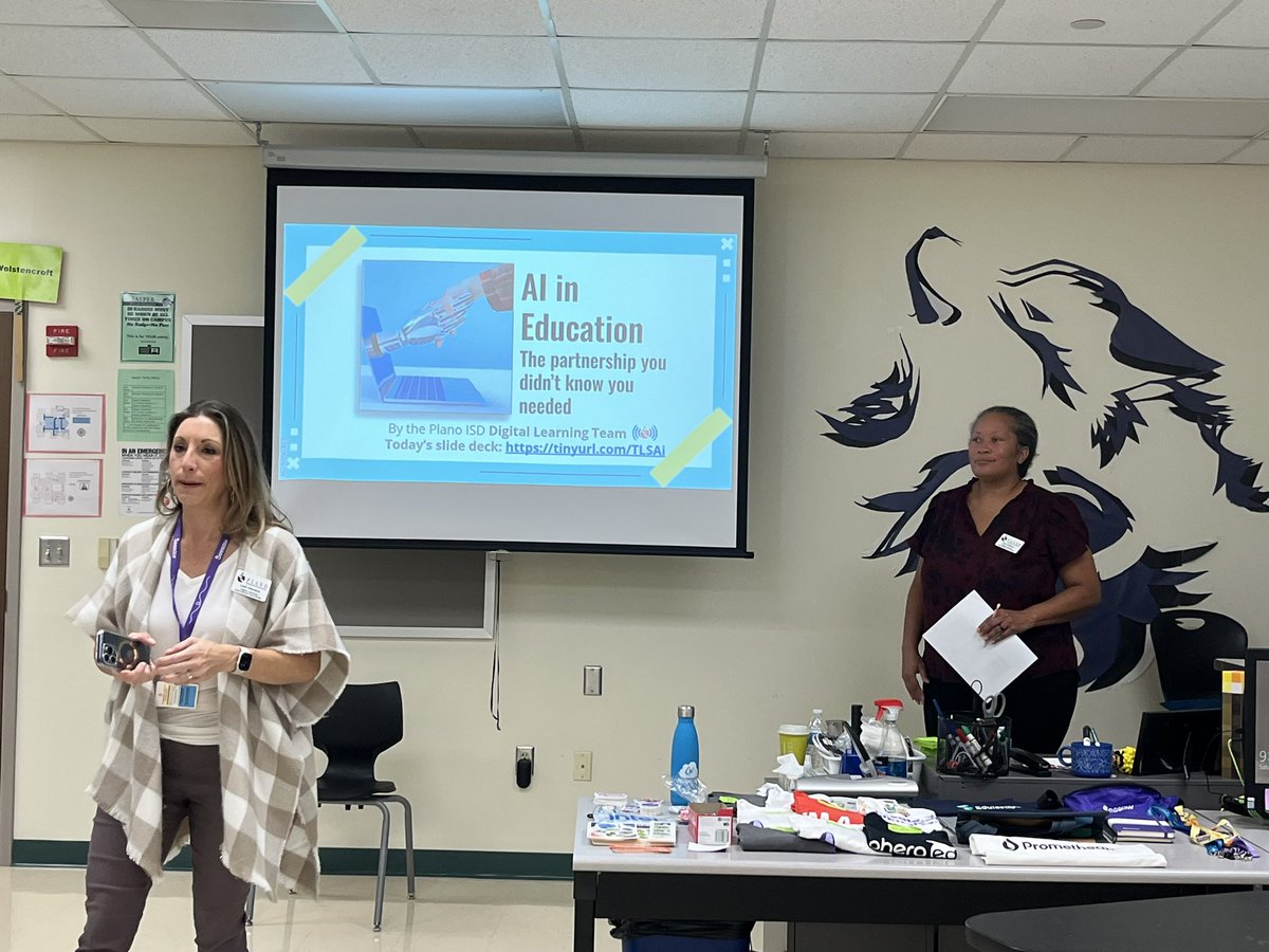 LillyJensby's tweet image. Digging into AI applications in Education this morning at @PISDLearns TLS. Addressing hopes, fears, challenges and benefits.  tinyurl.com/TLSAi #TLS2023 #LevelUpPlanoISD #PlanoLearns @pisdtech