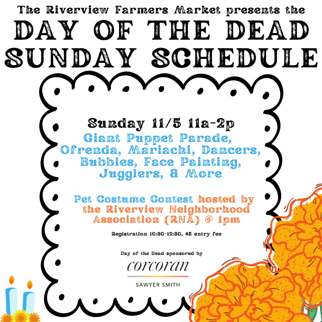 JCHeightsMarket's tweet photo. Join us at Riverview Park from 11-2 tomorrow for our Day of the Dead Celebration! 💀🕯️🏵️🥀 https://t.co/bDEuNPL8jw