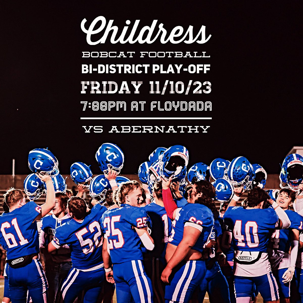 CHS_Bobcats's tweet image. 🏈Bobcat Football 🏈
Bi-district Playoff
Friday at Floydada