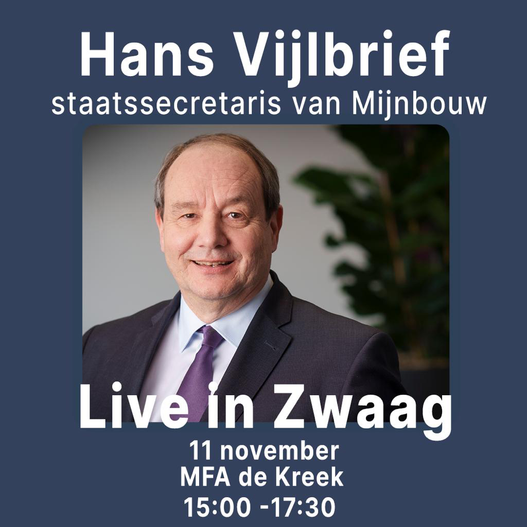 In aanloop naar de tweede kamer verkiezingen op 22 November komt demissionair minister voor mijnbouw Hans Vijlbrief, nummer drie op de kieslijst van D66, naar Hoorn. 
Meer info en aanmelden: d66.nl/hoorn/nieuws/1…