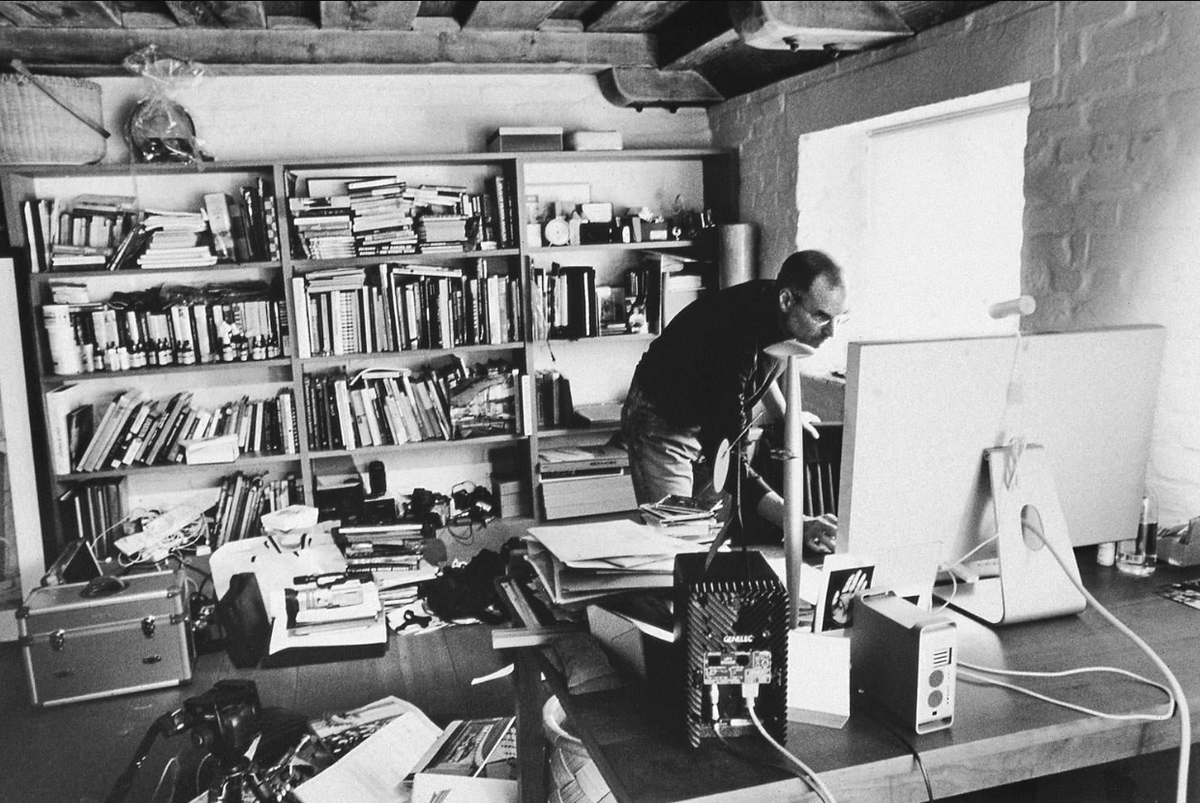 People see the minimalism of Apple products and clean up their desks so they can be as 'clean and orderly' as Steve Jobs, but his office looked like this