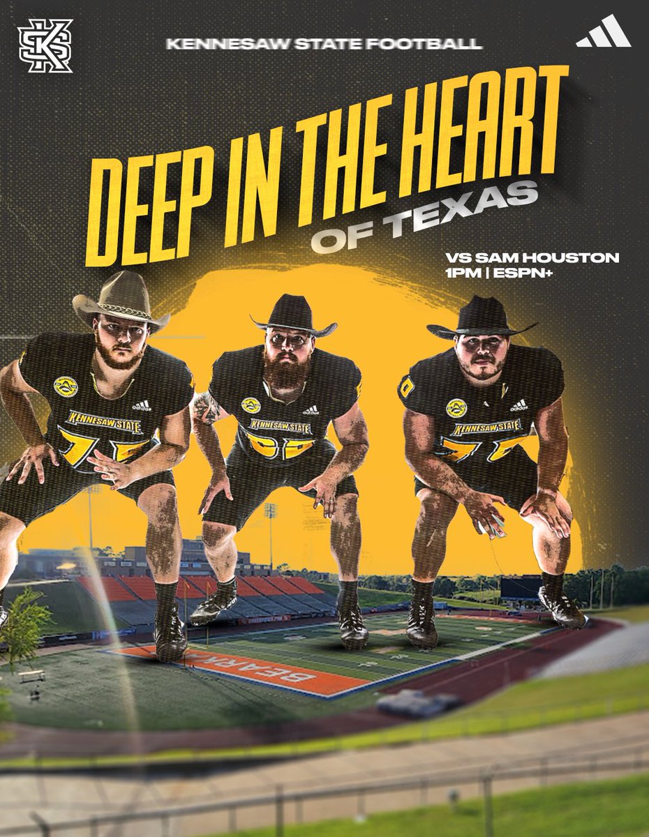 kennesawstfb's tweet image. For the 𝟭𝟬𝟬𝘁𝗵 𝘁𝗶𝗺𝗲 - it’s 𝑮𝑨𝑴𝑬𝑫𝑨𝒀

🏟️ Elliott T. Bowers Stadium
📍 Huntsville, Texas
⏰ 1 PM ET/12 PM CT
📻 KSU Owls App 
📺 ESPN+

#GoldStandard | #EAT